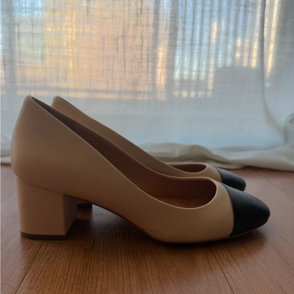 J.Crew Bryn Cap-Toe Leather Block Heel - Beige - Picture 2 of 9